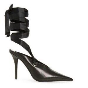 Jeffrey Campbell Grateau Women's Mules Heel Anke Wrap Black Sculpted Size 5.5